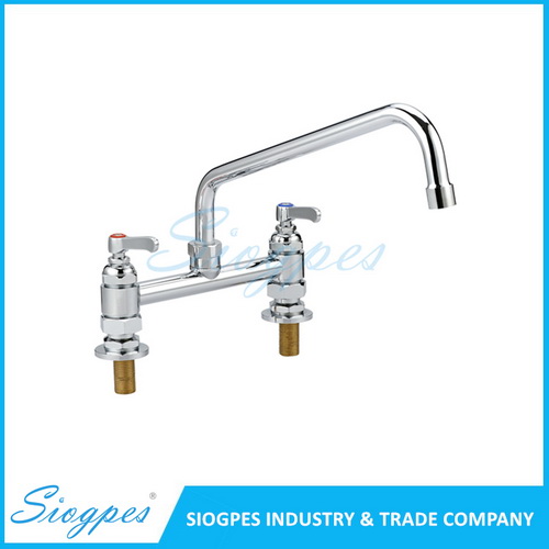 K32601 Double Holes 8 Inches Deck Mounted Kitchen Sink Faucet with Swing Spout