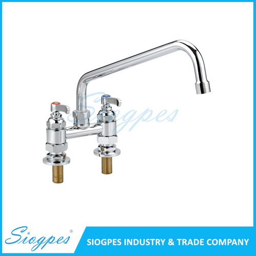K32701 Double Holes 4 Inches Deck Mounted Kitchen Sink Faucet with Swing Spout
