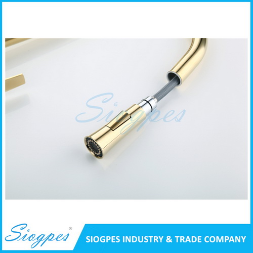 F7051G Pull Out Kitchen Mixer Tap Brass with Gold
